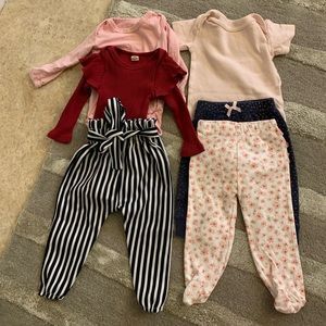 Infant Fall girl outfit set. 3 pant, 2 long sleeve and 1 short sleeve onesie.